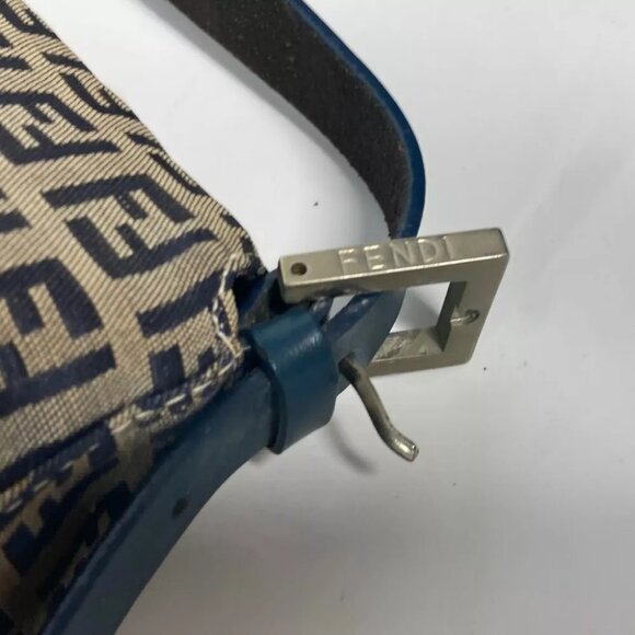 FENDI shoulder bag Mamma Baguette Zucchino Shoulder Bag Canvas/Leather Navy - Picture 10 of 16